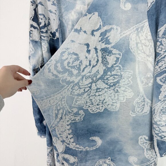 NWT Chico's Tonal Scroll Burnout Jacket Pattern Blue Chico's 2 US Size Large 12 - Picture 7 of 13